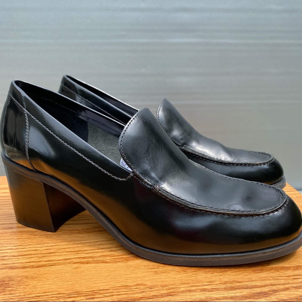 Franco Fortini Sahar Black Heeled Loafers 8.5N